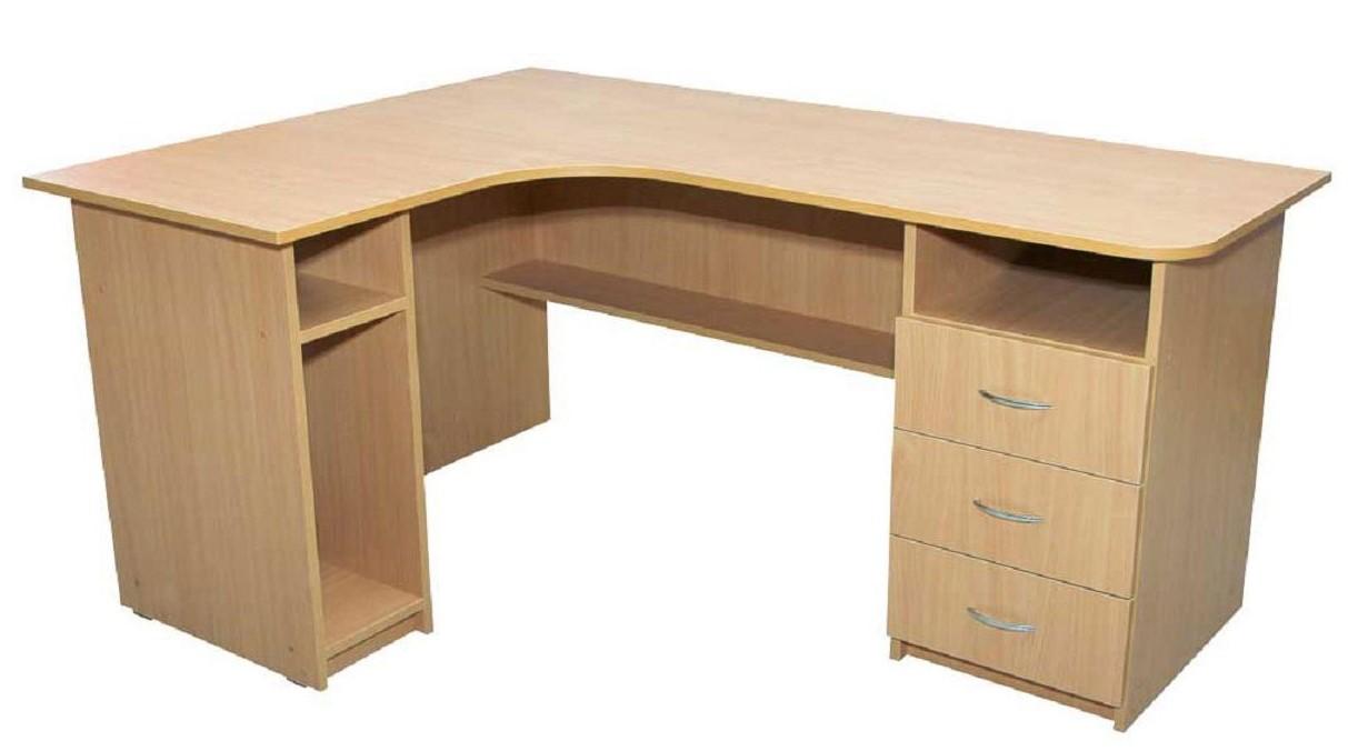 Вчительський комп'ютерний кутовий стіл, із системним блоком ліворуч, АЛМАНТ, 1650х1216х750 мм